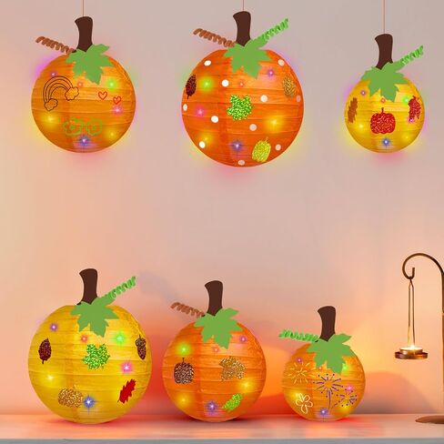 Cinrobiye 9 Set Fall Pumpkins Painting Crafts Kit,Paper Lanterns DIY Craft Fall Painting Kits Bulk Harvest Party Decorations for Autumn Halloween Thanksgiving Party Favors Classroom Activity Decor in Saudi Arabia