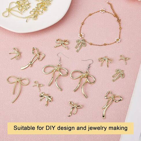 30pcs bowknot charms ، سحر عقدة القوس سبيكة في 15 أنماط القوس تتدلى لأساور أقراط الموصل المجوهرات صنع المجوهرات DIY (الذهب) in Saudi Arabia