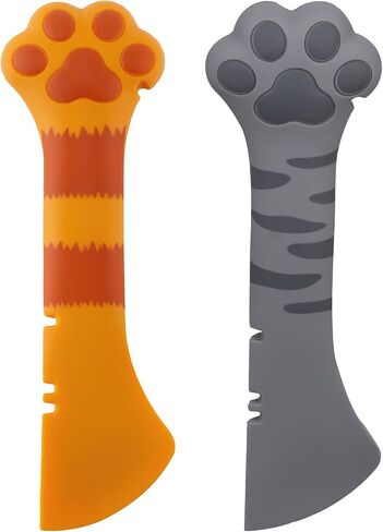 2PCS Cat Dog Food Spoon ، Silicone Paw Shape Spatula متعدد الاستخدامات ملاعقات الحيوانات الأليفة علبة المباراة الافتتاحية لمستلزمات الكلاب القط (البرتقالي والرمادي) in Saudi Arabia