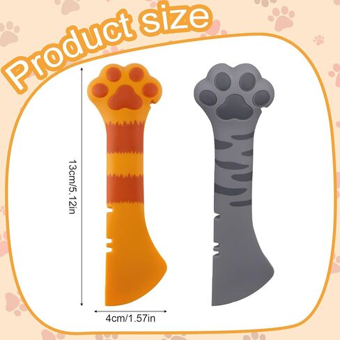 2PCS Cat Dog Food Spoon ، Silicone Paw Shape Spatula متعدد الاستخدامات ملاعقات الحيوانات الأليفة علبة المباراة الافتتاحية لمستلزمات الكلاب القط (البرتقالي والرمادي) in Saudi Arabia