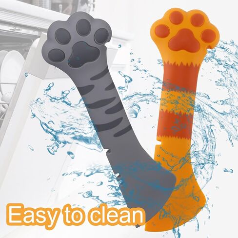 2PCS Cat Dog Food Spoon ، Silicone Paw Shape Spatula متعدد الاستخدامات ملاعقات الحيوانات الأليفة علبة المباراة الافتتاحية لمستلزمات الكلاب القط (البرتقالي والرمادي) in Saudi Arabia