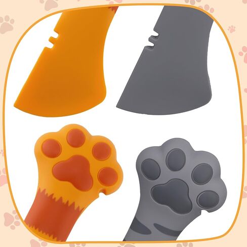2PCS Cat Dog Food Spoon ، Silicone Paw Shape Spatula متعدد الاستخدامات ملاعقات الحيوانات الأليفة علبة المباراة الافتتاحية لمستلزمات الكلاب القط (البرتقالي والرمادي) in Saudi Arabia