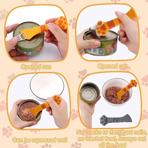 2PCS Cat Dog Food Spoon ، Silicone Paw Shape Spatula متعدد الاستخدامات ملاعقات الحيوانات الأليفة علبة المباراة الافتتاحية لمستلزمات الكلاب القط (البرتقالي والرمادي) in Saudi Arabia