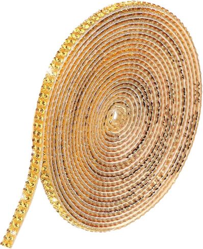 3 Yards Self Adhesive Rhinestone Ribbons, Gold Rhinestone Strips Diamond Rhinestones Ribbon Roll Stickers 3D Glitter Ribbon Rows Tape for DIY Crafts Clothes Party Gifts Decoration（Gold） in Saudi Arabia
