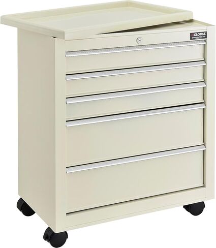 Global Industrial Medical Bedside Cart, 5-Drawer, Key Lock, Beige, 24-1/2"L x 13-1/4"W x 29" H, for Hospitals, Offices, Clinics, Bedrooms, and School Infirmaries in Saudi Arabia
