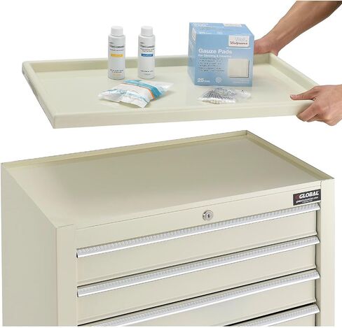 Global Industrial Medical Bedside Cart, 5-Drawer, Key Lock, Beige, 24-1/2"L x 13-1/4"W x 29" H, for Hospitals, Offices, Clinics, Bedrooms, and School Infirmaries in Saudi Arabia