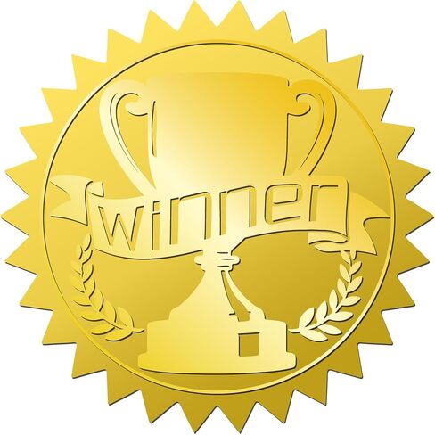 CRASPIRE Winner Trophy 408Pcs Gold Foil Embossed Stickers 2" Self Adhesive Envelopes Seals Sticker Round Labels for Wedding Invitation Graduation Corporate Certificates Diplomas Gift Wrapping Decor in Saudi Arabia