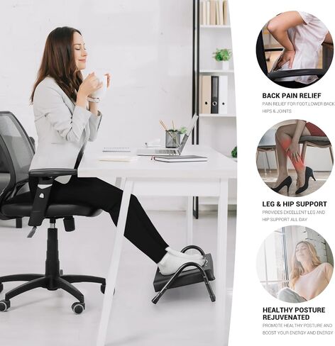 Foot Rest for Under Desk at Work,Ergonomic Foot Rest for Office Use,Comfortable Foot Stool with Adjustable Heights,Relieving Pain in Lower Back, Hip, Knee(Grey) in Kuwait