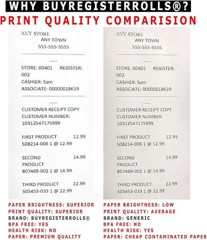 buyregisterRolls (53 GSM) 2 1/4 × 50 قدم - 50 لفائف الورق الحرارية BPA مجانية - VERIFONE VX520 VX670 VX680 VX690 ، Clover Flex Mini and Mobile ، Ingenico ICT220 ICT250 ، VEEDER ROUT THEREAL PEART in Saudi Arabia