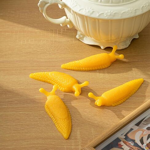 Soulchen 4 Pcs Sticky Banana Slugfest Novelty Sensory Slug Fidget Toy Mini Banana Slug Finger Puppet Slimy Sticky Slugs Tricky Toys for Halloween in Saudi Arabia