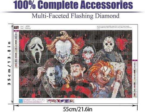 Large Horror Diamond Art Kits for Adults, Halloween 5D DIY Diamond Painting Kits for Adults Beginner, Diamonds Pictures DIY Full Drill Gem Painting Diamond Dots for Home Wall Decor 14x22inch in Saudi Arabia