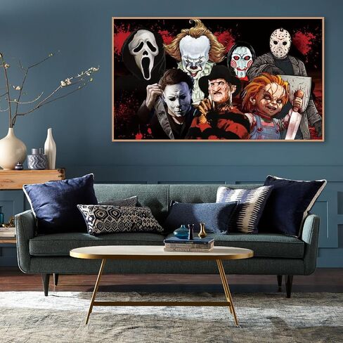 Large Horror Diamond Art Kits for Adults, Halloween 5D DIY Diamond Painting Kits for Adults Beginner, Diamonds Pictures DIY Full Drill Gem Painting Diamond Dots for Home Wall Decor 14x22inch in Saudi Arabia