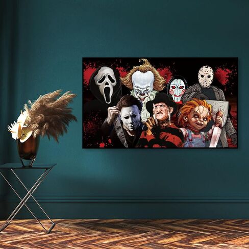 Large Horror Diamond Art Kits for Adults, Halloween 5D DIY Diamond Painting Kits for Adults Beginner, Diamonds Pictures DIY Full Drill Gem Painting Diamond Dots for Home Wall Decor 14x22inch in Saudi Arabia