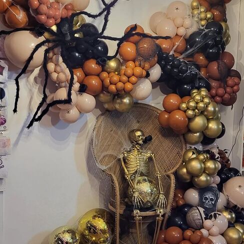 UAEYW Halloween Balloon Arch Garland Kit 144PCS Burnt Orange Black Sand White Balloons with Striped Foil Balloons for Halloween Day Party Decorations in Kuwait