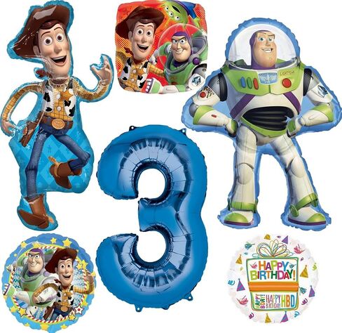 Anagram Woody و Buzz Lightyear لحفلات عيد الميلاد الثالثة من زخارف الباقة بالون in Saudi Arabia