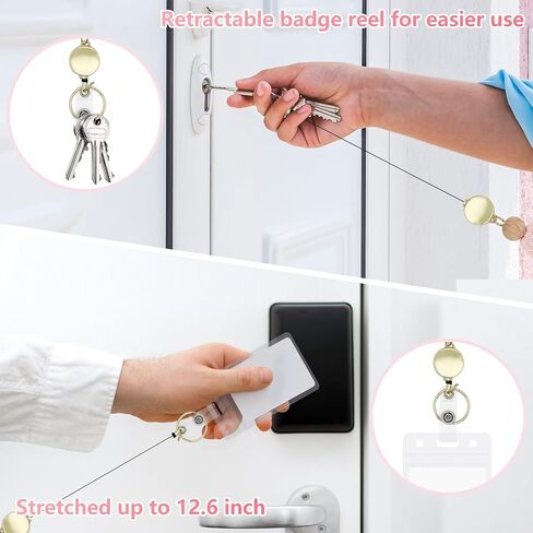 2 PCS Teacher Lanyards with 2 PCS ID SADGES HOLDER TRANDACKED Breakaway Lanyard للمفاتيح اللطيفة BOHO WOODEN BEDEDED NETROLACE لشارات الهوية امرأة ممرضة المعلم （Apple） in Kuwait