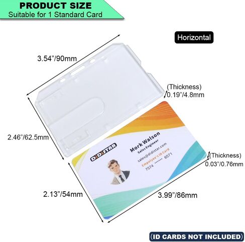 Bulk 50 Pack Hard Plastic Badge Holder-Horizontal Heavy Duty ID Card Holder for Badges-Rigid Case Single ID Protector with Easy Access Thumb Slot for Clips,Lanyards & Reels-Frosted Clear by DiDiSTAR in Saudi Arabia