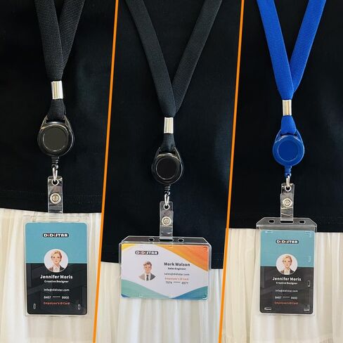 Bulk 50 Pack Hard Plastic Badge Holder-Horizontal Heavy Duty ID Card Holder for Badges-Rigid Case Single ID Protector with Easy Access Thumb Slot for Clips,Lanyards & Reels-Frosted Clear by DiDiSTAR in Saudi Arabia