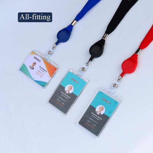Bulk 50 Pack Hard Plastic Badge Holder-Horizontal Heavy Duty ID Card Holder for Badges-Rigid Case Single ID Protector with Easy Access Thumb Slot for Clips,Lanyards & Reels-Frosted Clear by DiDiSTAR in Saudi Arabia