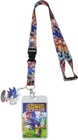 Sonic The Hedgehog Comic Strip ID Badge Holder Breakaway Lanyard w/Rubber Charm in Saudi Arabia