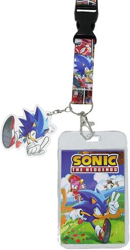 Sonic The Hedgehog Comic Strip ID Badge Holder Breakaway Lanyard w/Rubber Charm in Saudi Arabia
