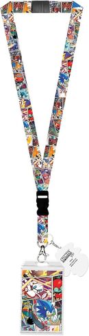 Sonic The Hedgehog Comic Strip ID Badge Holder Breakaway Lanyard w/Rubber Charm in Saudi Arabia