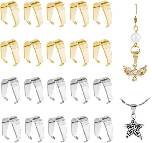 Dicosmetic 200pcs 2 ألوان الفولاذ المقاوم للصدأ بكفائع قلادة صغيرة قرصة الكفالة مقطع 8x7x4mm مشبك مشبك القلادة الانتهاء من المشابك قلادة قلادة لصنع المجوهرات DIY in Saudi Arabia
