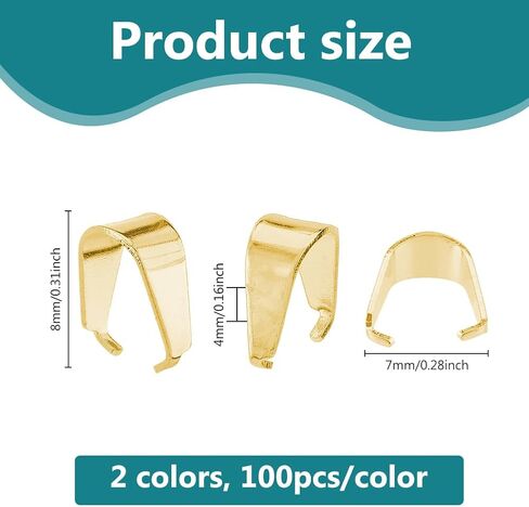 Dicosmetic 200pcs 2 ألوان الفولاذ المقاوم للصدأ بكفائع قلادة صغيرة قرصة الكفالة مقطع 8x7x4mm مشبك مشبك القلادة الانتهاء من المشابك قلادة قلادة لصنع المجوهرات DIY in Saudi Arabia