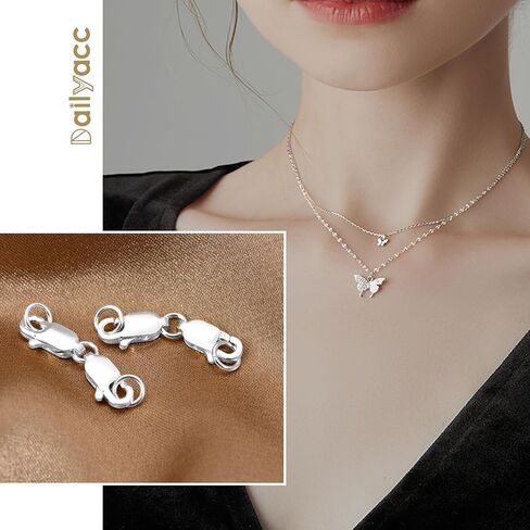 Bracelet Extender Double Lobster Clasp 925 Sterling Silver and Gold Pleted Necklace Clasps and Closures for DIY in Kuwait