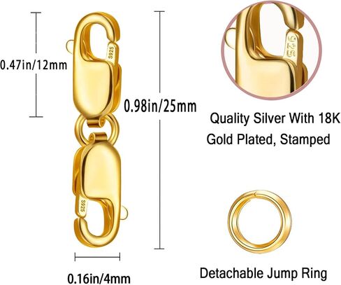 Bracelet Extender Double Lobster Clasp 925 Sterling Silver and Gold Pleted Necklace Clasps and Closures for DIY in Kuwait
