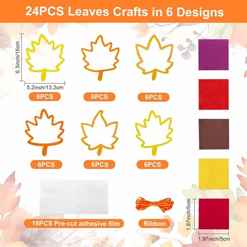 Joincci Fall Maple Leaves Kit For Kids- 36pcs عيد الشكر مع ملصقات مسبقة ، وأوراق الأنسجة ، وإمدادات الحرف اليدوية للعودة إلى Schoo Harvest Archate Dend in Kuwait