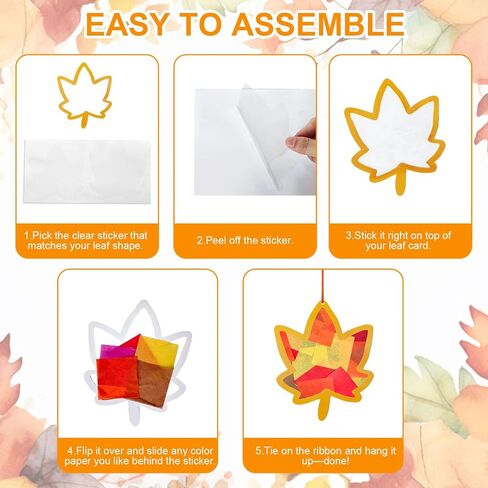 Joincci Fall Maple Leaves Kit For Kids- 36pcs عيد الشكر مع ملصقات مسبقة ، وأوراق الأنسجة ، وإمدادات الحرف اليدوية للعودة إلى Schoo Harvest Archate Dend in Kuwait