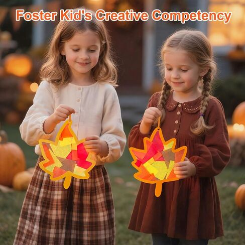 Joincci Fall Maple Leaves Kit For Kids- 36pcs عيد الشكر مع ملصقات مسبقة ، وأوراق الأنسجة ، وإمدادات الحرف اليدوية للعودة إلى Schoo Harvest Archate Dend in Kuwait
