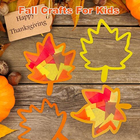 Joincci Fall Maple Leaves Kit For Kids- 36pcs عيد الشكر مع ملصقات مسبقة ، وأوراق الأنسجة ، وإمدادات الحرف اليدوية للعودة إلى Schoo Harvest Archate Dend in Kuwait