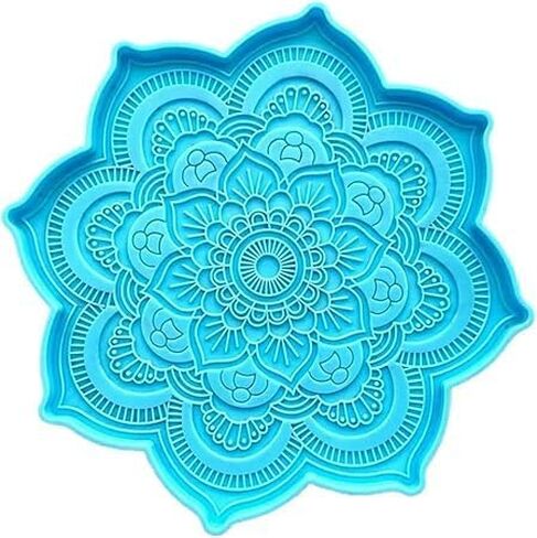 Blue Epoxy Resin Silicone Molds - Epoxy Resin Mold Flower Tray Cup Mat Casting Silicone Mould DIY Crafts Home Decoration Making Tools Sculpture Supplies, 4.7x4.7x0.27inches Jewelry Casting Supplies in Saudi Arabia