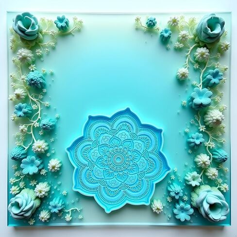 Blue Epoxy Resin Silicone Molds - Epoxy Resin Mold Flower Tray Cup Mat Casting Silicone Mould DIY Crafts Home Decoration Making Tools Sculpture Supplies, 4.7x4.7x0.27inches Jewelry Casting Supplies in Saudi Arabia