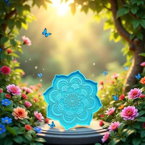 Blue Epoxy Resin Silicone Molds - Epoxy Resin Mold Flower Tray Cup Mat Casting Silicone Mould DIY Crafts Home Decoration Making Tools Sculpture Supplies, 4.7x4.7x0.27inches Jewelry Casting Supplies in Saudi Arabia