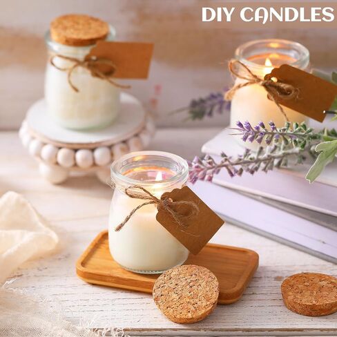 Teenyyou 20 Pack Glass Candle Jars for Making Candles 3.4 oz Small Clear Empty Glass Jars with Airtight Bamboo Lids Candle Wick Twine Label and Wax Core Holder for Wedding Party Baby Shower Guest Gift in Saudi Arabia