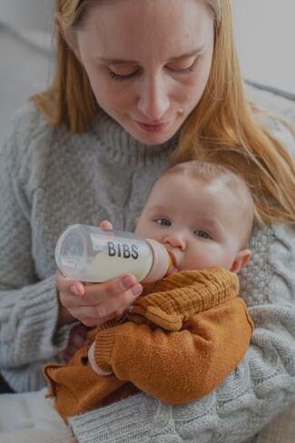 BIBS Baby Glass Bottle. Anti-Colic. Round Natural Rubber Latex Nipple. Supports Natural Breastfeeding, Complete Set - 225 ml, Dusky Lilac in Saudi Arabia