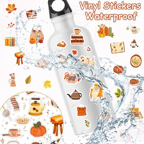 Whaline 30 Sheet Fall Scrapbook Stickers Book Pumpkin Leaves Journal Decals for Autumn Thanksgiving Laptop Water Bottle Decoration Supplies in Saudi Arabia