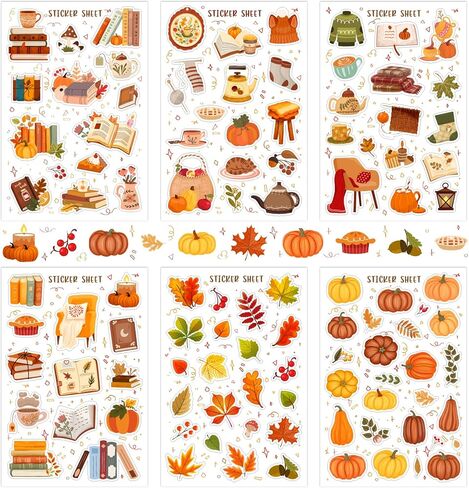 Whaline 30 Sheet Fall Scrapbook Stickers Book Pumpkin Leaves Journal Decals for Autumn Thanksgiving Laptop Water Bottle Decoration Supplies in Saudi Arabia