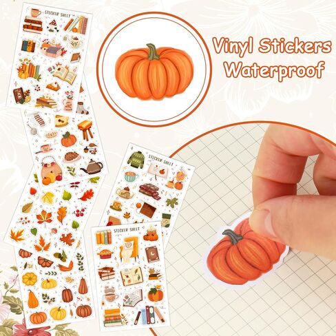 Whaline 30 Sheet Fall Scrapbook Stickers Book Pumpkin Leaves Journal Decals for Autumn Thanksgiving Laptop Water Bottle Decoration Supplies in Saudi Arabia