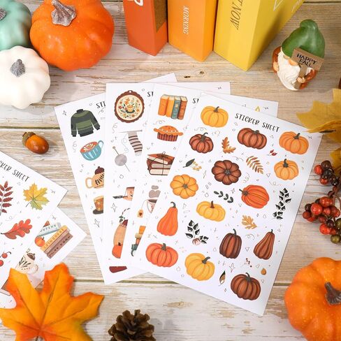 Whaline 30 Sheet Fall Scrapbook Stickers Book Pumpkin Leaves Journal Decals for Autumn Thanksgiving Laptop Water Bottle Decoration Supplies in Saudi Arabia