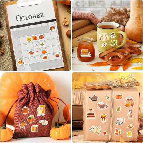 Whaline 30 Sheet Fall Scrapbook Stickers Book Pumpkin Leaves Journal Decals for Autumn Thanksgiving Laptop Water Bottle Decoration Supplies in Saudi Arabia