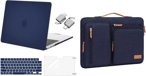 Mosiso متوافق مع MacBook Air 13.6 بوصة العلبة 2022 2023 2024 الإصدار M3 A3113 M2 A2681 ، قشرة الصلابة الصلبة البلاستيكية وحماية الشاشة ونوع C Adapter 2 حزمة وحقيبة مع علبة صغيرة ، Blue Navy in Saudi Arabia