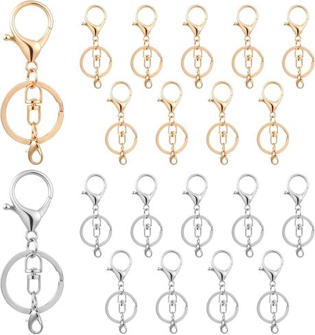20 pcs clasps claw claw claws وحلقات المفاتيح مفاتيح مفاتيح الذهب ملحقات جراد البحر مخلب المشابك لسلاسل المفاتيح مخلبات مخلب المشبك مع مقاطع ربط المشبك دوار للمفاتيح ، صنع المجوهرات ، حرفة DIY in Kuwait