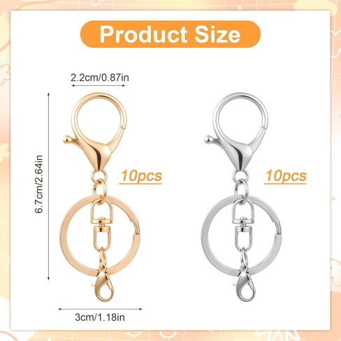 20 pcs clasps claw claw claws وحلقات المفاتيح مفاتيح مفاتيح الذهب ملحقات جراد البحر مخلب المشابك لسلاسل المفاتيح مخلبات مخلب المشبك مع مقاطع ربط المشبك دوار للمفاتيح ، صنع المجوهرات ، حرفة DIY in Kuwait