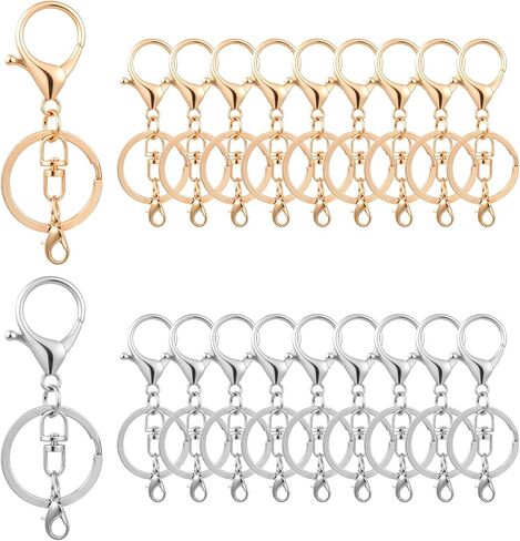 20 pcs clasps claw claw claws وحلقات المفاتيح مفاتيح مفاتيح الذهب ملحقات جراد البحر مخلب المشابك لسلاسل المفاتيح مخلبات مخلب المشبك مع مقاطع ربط المشبك دوار للمفاتيح ، صنع المجوهرات ، حرفة DIY in Kuwait