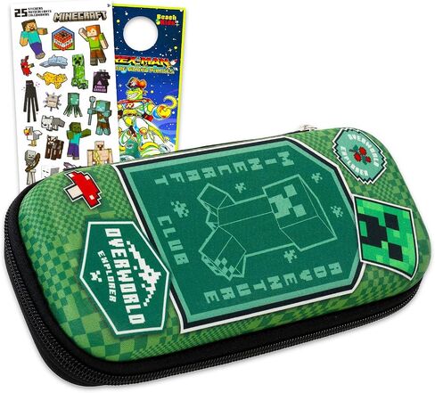 Minecraft Pencil Case - حزمة قرطاسية ألعاب الفيديو مع حامل قلم رصاص ، ملصقات ، المزيد | اللوازم المدرسية Minecraft للأطفال والفتيان والبنات in Saudi Arabia
