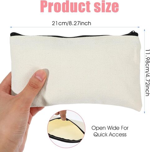 50 Pack Canvas Zipper pencil Pouch Bulk Blank DIY Craft Bag canvas makeup Pouch Multipurpose Toiletry Tote Bag for Makeup Travel Cosmetic Stationary Storage(Beige) in Saudi Arabia